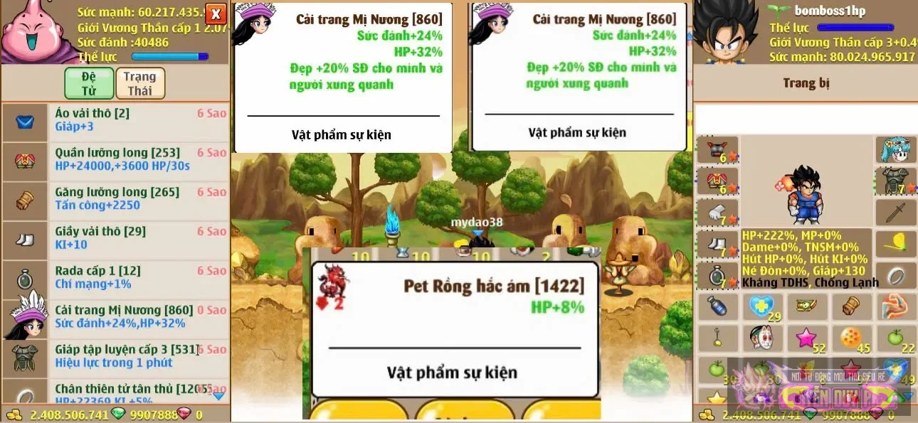 Xd 1f67 ( đệ bư + x2 mị vv + pet hp vv )